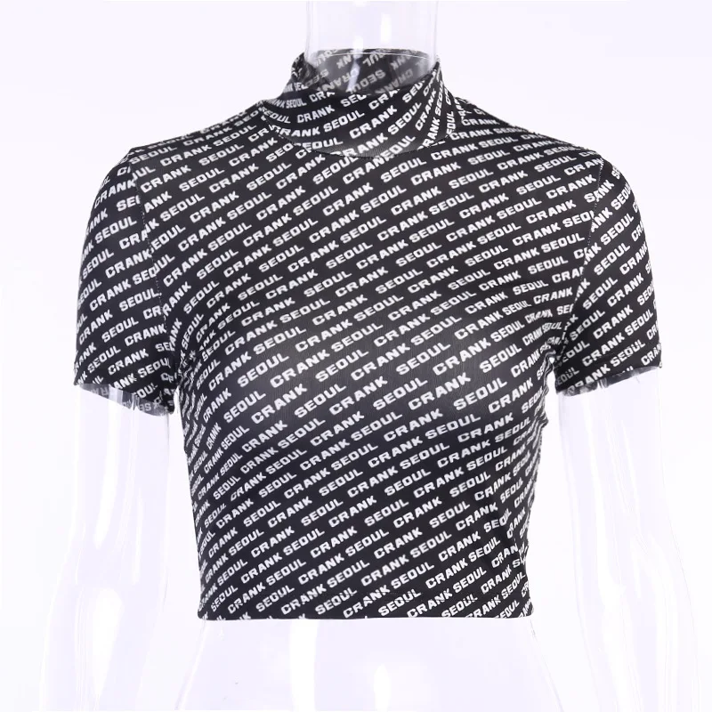 ArtSu сексуальный черный укороченный топ с буквенным принтом летняя женская мода