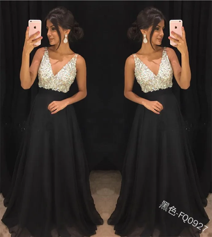 

Linglewei New Spring and Summer Women's Dress new Sequin deep V sexy long dress