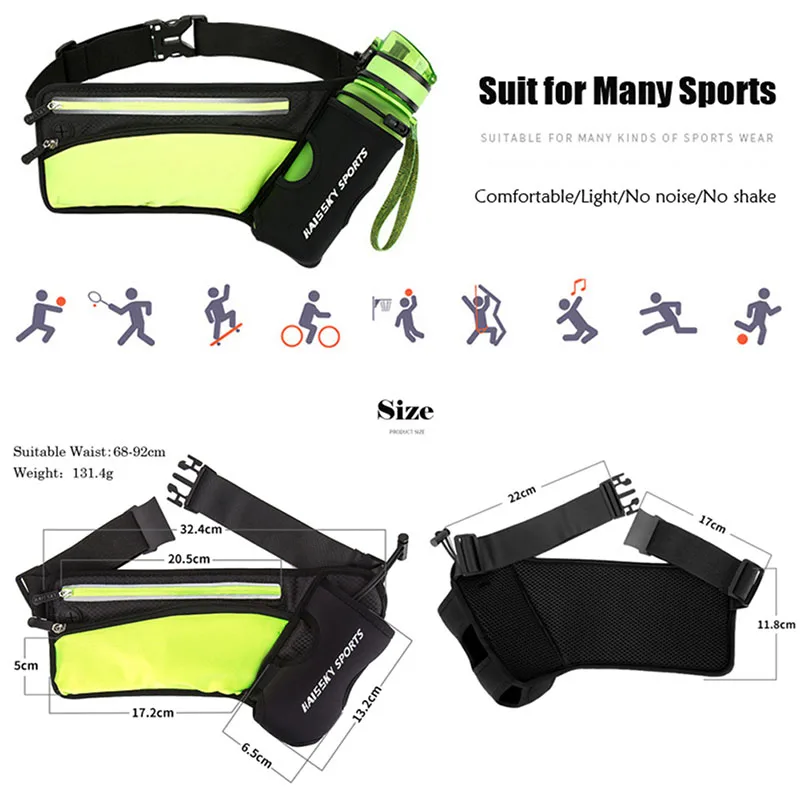 

Running Marathon Waist Bag Unisex Sports Climbing Hiking Racing Gym Fitness Lightweight Belt Bag Water Bottle Waist Pack