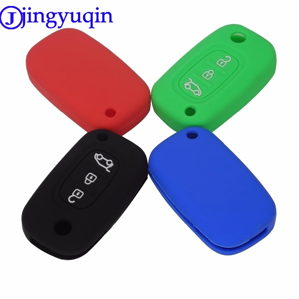 

jingyuqin 3 Buttons Silicone Car Key Case Cover For LADA Priora Sedan sport Kalina Granta Vesta X-Ray XRay For Renault