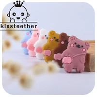kissteether 5pcs bear silicone beads baby dummy cartoon pacifier chain teether toys accessories bpa free for baby oral care