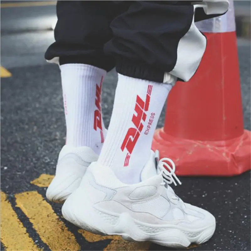 Мужские уличные спортивные носки с буквенным принтом повседневные хлопковые