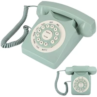 vintage landline telephone retro style corded desktop phone antique european phone green high definition call large clear button