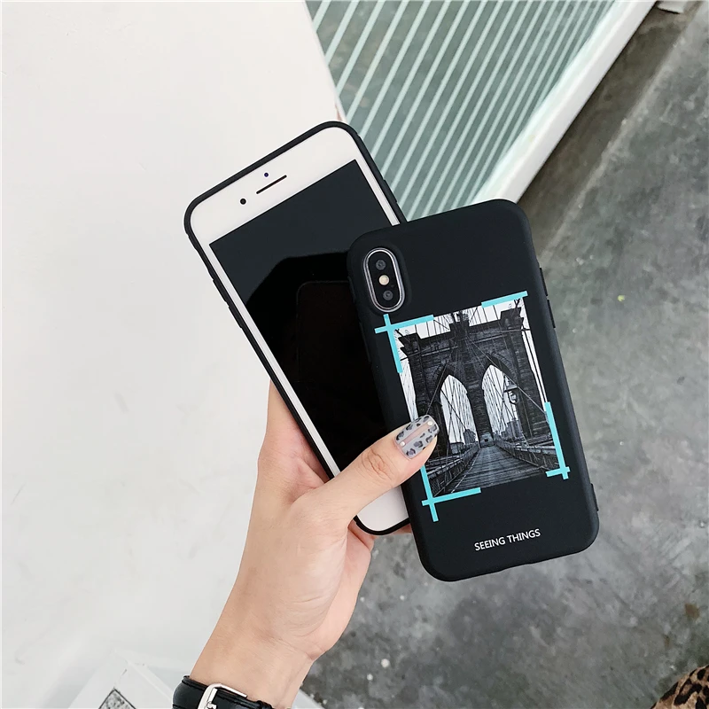 Классический белый Знаменитый модный чехол для телефона для iphone 11 Pro 6 S 7 8 plus X XR XS MAX OW oil Brooklyn мост coque
