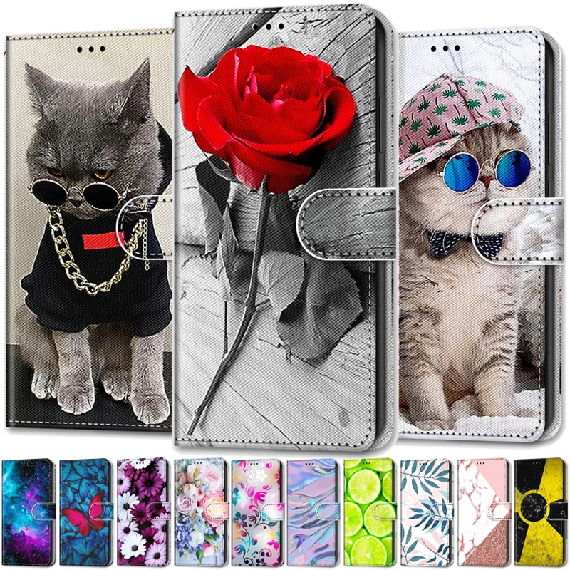 

Cute Funny Painted Flip Leather Case on For Xiaomi Mi A3 A2 Lite 6X MiA3 MiA2 A2Lite Coque Wallet Animal Pattern Cover