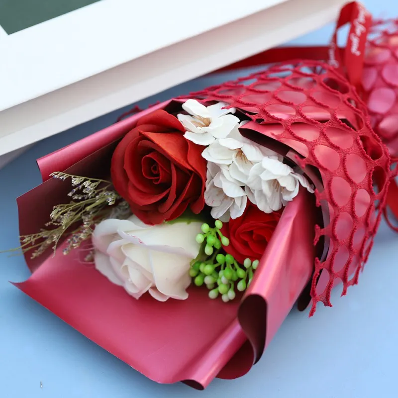 

s Artificial Wedding Soap Roses Flower Bouquet Flores Plant Birthday Christmas Wedding Valentines Day Gift Home Decor
