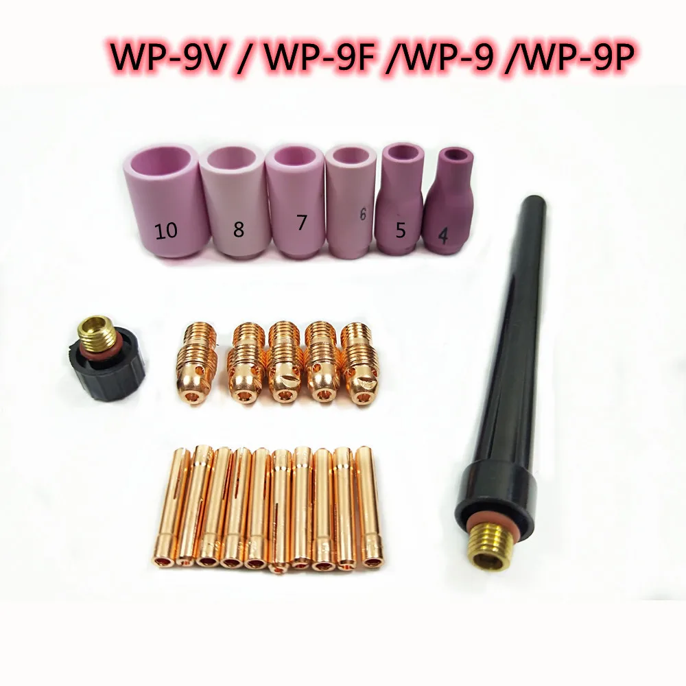 23pcs SR WP 9 20 25 Consumables Kit TIG Welding Torch Setup Collet Collet Body 1.6mm-3.2mm