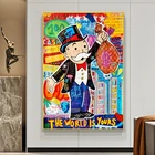 Граффити Алек Монополия холст Плакаты вдохновляющие произведения искусства The World Is ваши деньги настенные картины Современный домашний декор