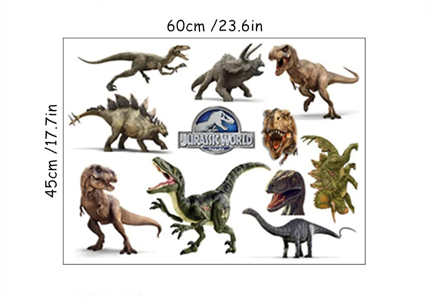 D006 Dinosaur Park Динозавр настенные художественные наклейки животное Юрского периода мир мультфильм 3d Виниловые наклейки детская комната детские украшения diy аниме плакат 60*45 см - Цвет: D006 Dinosaur Park
