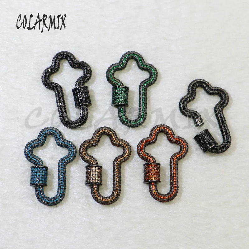 

5pcs Rainbow cross clasp for pendants necklace screw hook accessories for necklace crystal clasp for jewelry making 5867