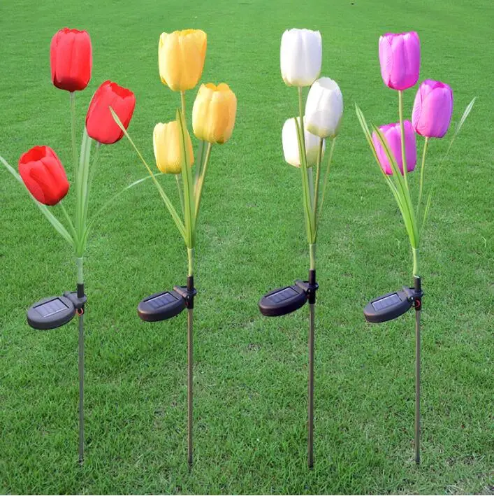

1pcs Solar Tulip Flower Lights Solar Powered Garden Outdoor Decorative Landscape LED Tulip Lamps Path Lights for Garden Party