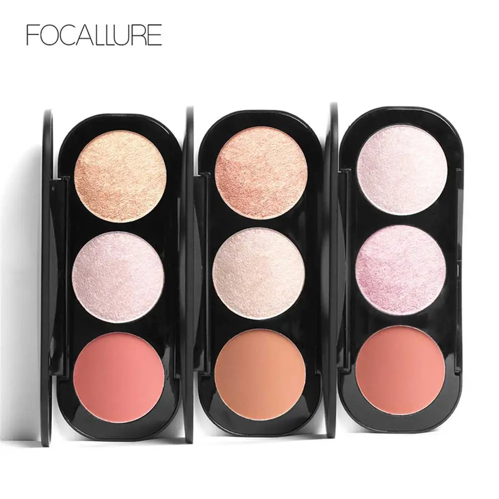 Фото FOCALLURE Новая мода 3 цвета румяна палитра гладкие светящиеся щеки цвет натуральный FOCALLURE Новая мода 3 цвета румяна палитра гладкие светящиеся щеки цвет натуральный
