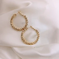 minimalist gold wire drawing metal hip hoop korean fashion jewelry gothic unusual accessories girls sexy earrings for woman
