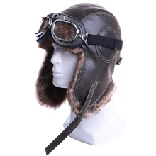 Зимняя куртка-бомбер Шапки Плюшевые Earflap русская ушанка с очки для мужчин женщин's Траппер Авиатор шлем летчика Искусственная кожа меха зимние шапки