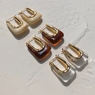 Женские Прозрачные Серьги-кольца AENSOA, из прозрачной смолы, нестандартной формы, U-образные акриловые серьги, подарок для женщин, 2021