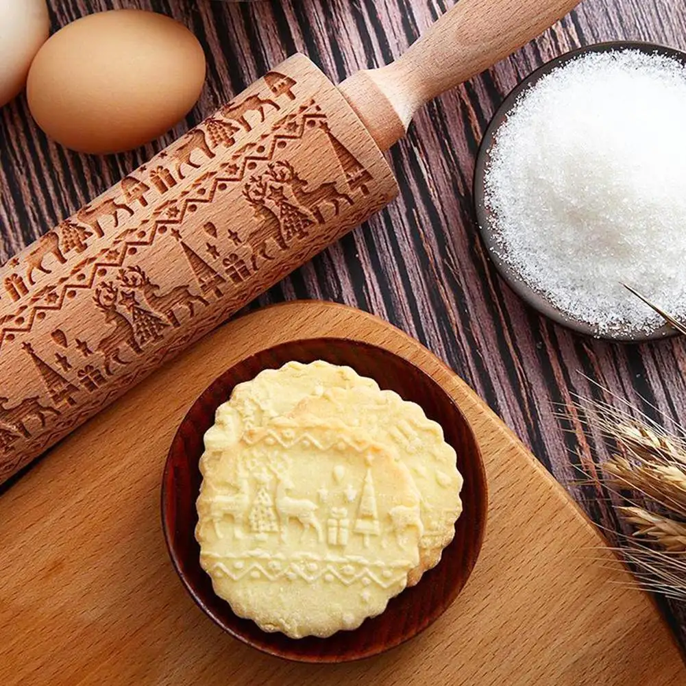 Рождественская скалка для тиснения выпечки печенья лапши торта помадки