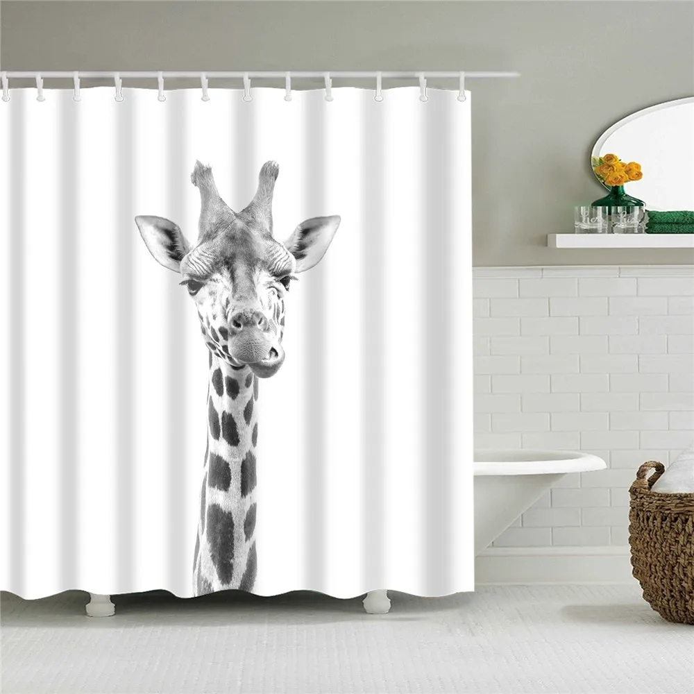 

3D Print Waterproof Fabric Washable Shower Curtain Highland Cow Bathroom Decor Modern Animals Bath Curtain