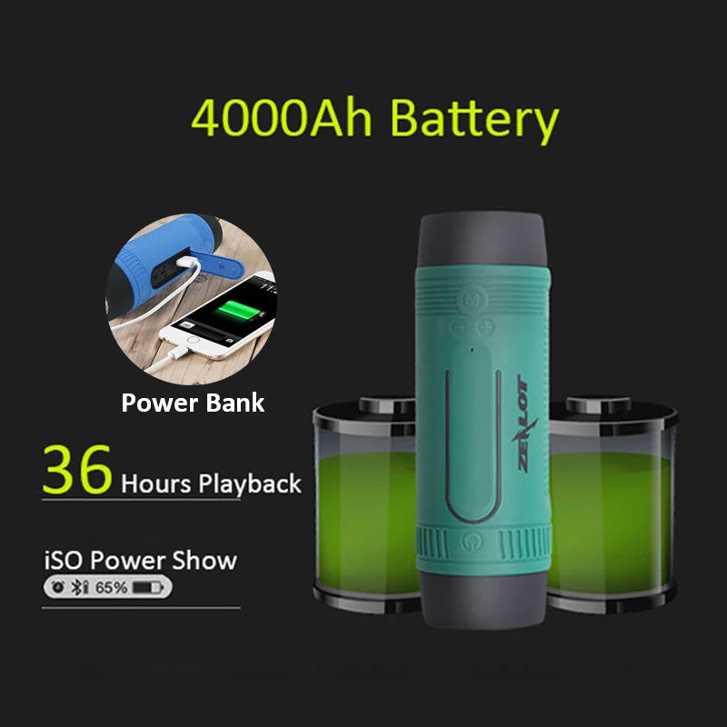 Zealot S1 Power ful Bluetooth колонка портативная с FM радио уличная велосипедная беспроводная