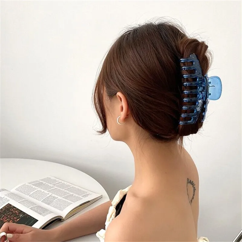 2022 Ins Модные Акриловые прозрачные синие Крабики для волос большие заколки