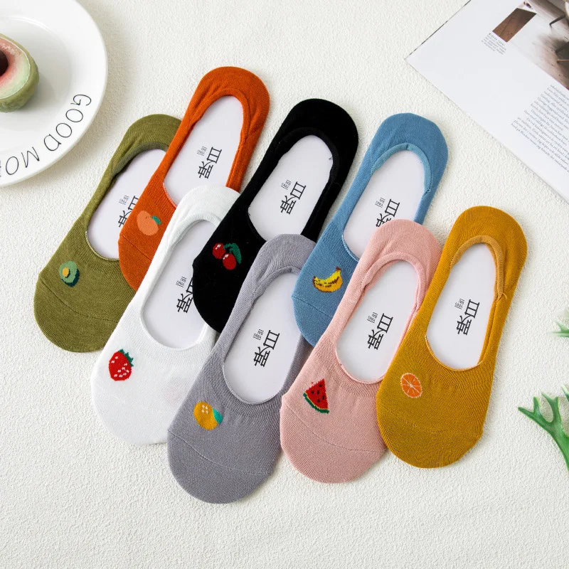 

Shallow Mouth Silicone Non-slip Kawaii Invisible Socks Women Cartoon Fruits Funny Woman Socks Cotton for Spring Smmer 42502