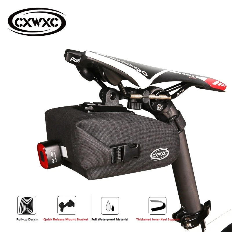 

CXWXC Bicycle Saddle Bag With Quick Release Mount Full Waterproof Storage Pannier MTB Road Bike Rear Bag Pack Bike Accessories