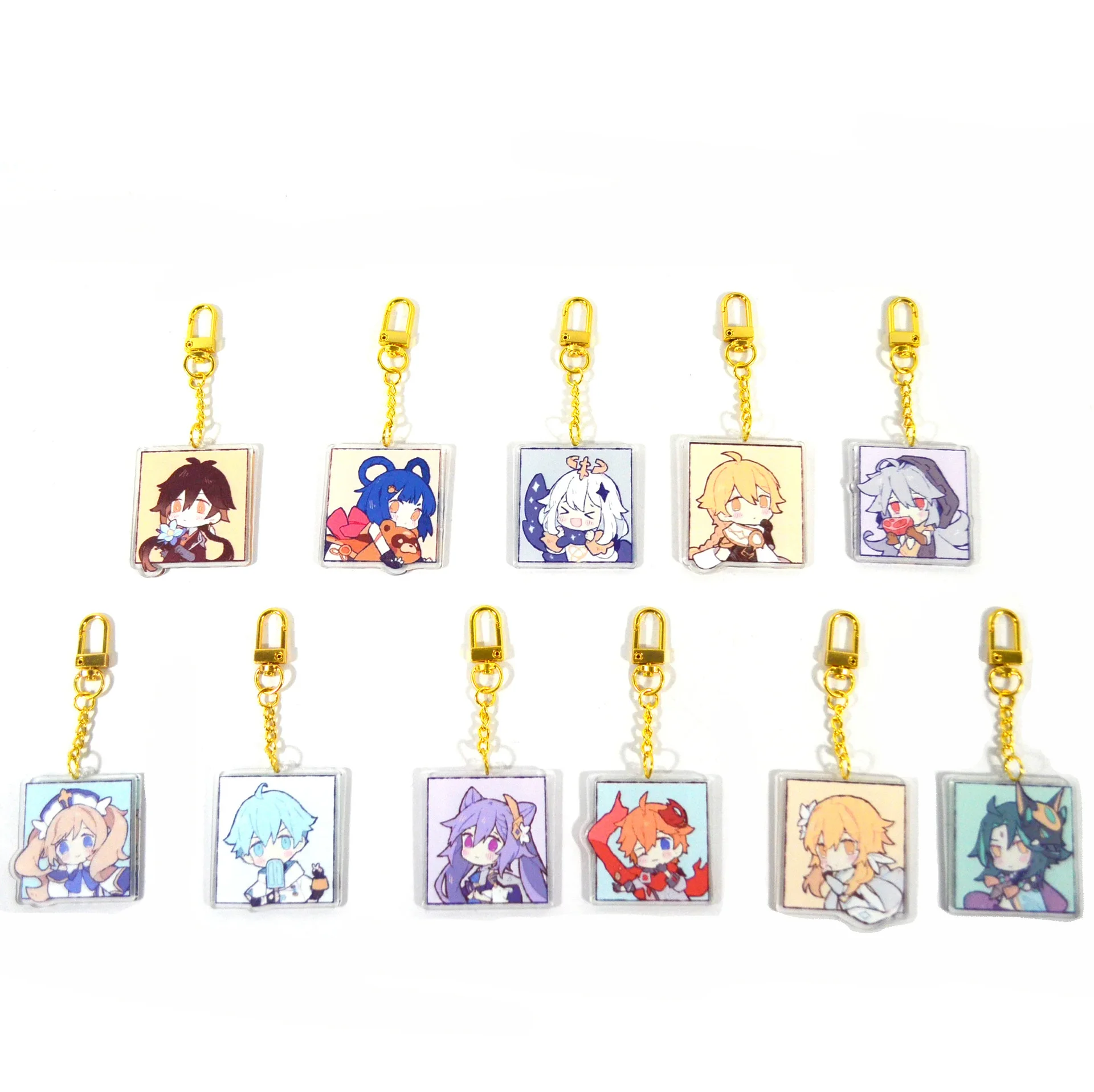 

Game Genshin Impact Acrylic Keychain Xiao Keqin Zhongli Cosplay Two-Sided Keyring Holder For Fans Collection Prop Pendant Badge