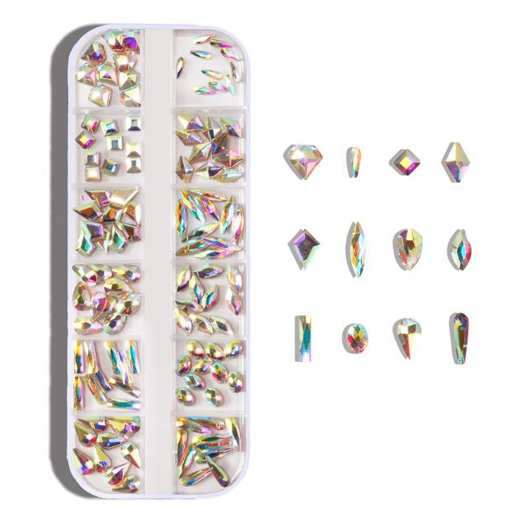 AB Nail Art Rhinestones Kit Flatback & Charms Flat Back Glitters Tips Decorations Jewelry Making Gemstones for Makeup | Красота и