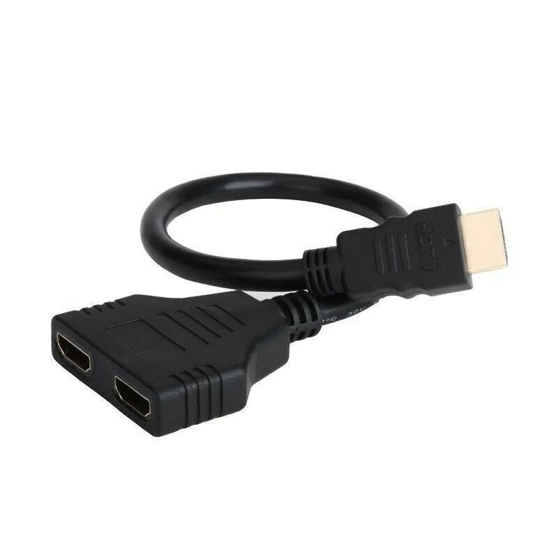 

HDMI Splitter Cable Adapter Converter 1 In Male 2 Out Female 2 Dual Port Y Splitter 1080P For Games, Videos, Multimedia Devices