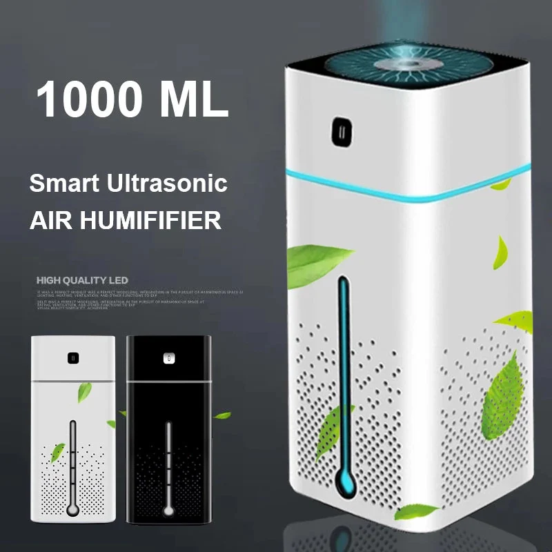 

1000ML Ultrasonic Air Humidifier Diffuser Mute 7 Color Night Light Large Capacity Aromatherapy Cool Mist Maker Home Purifier
