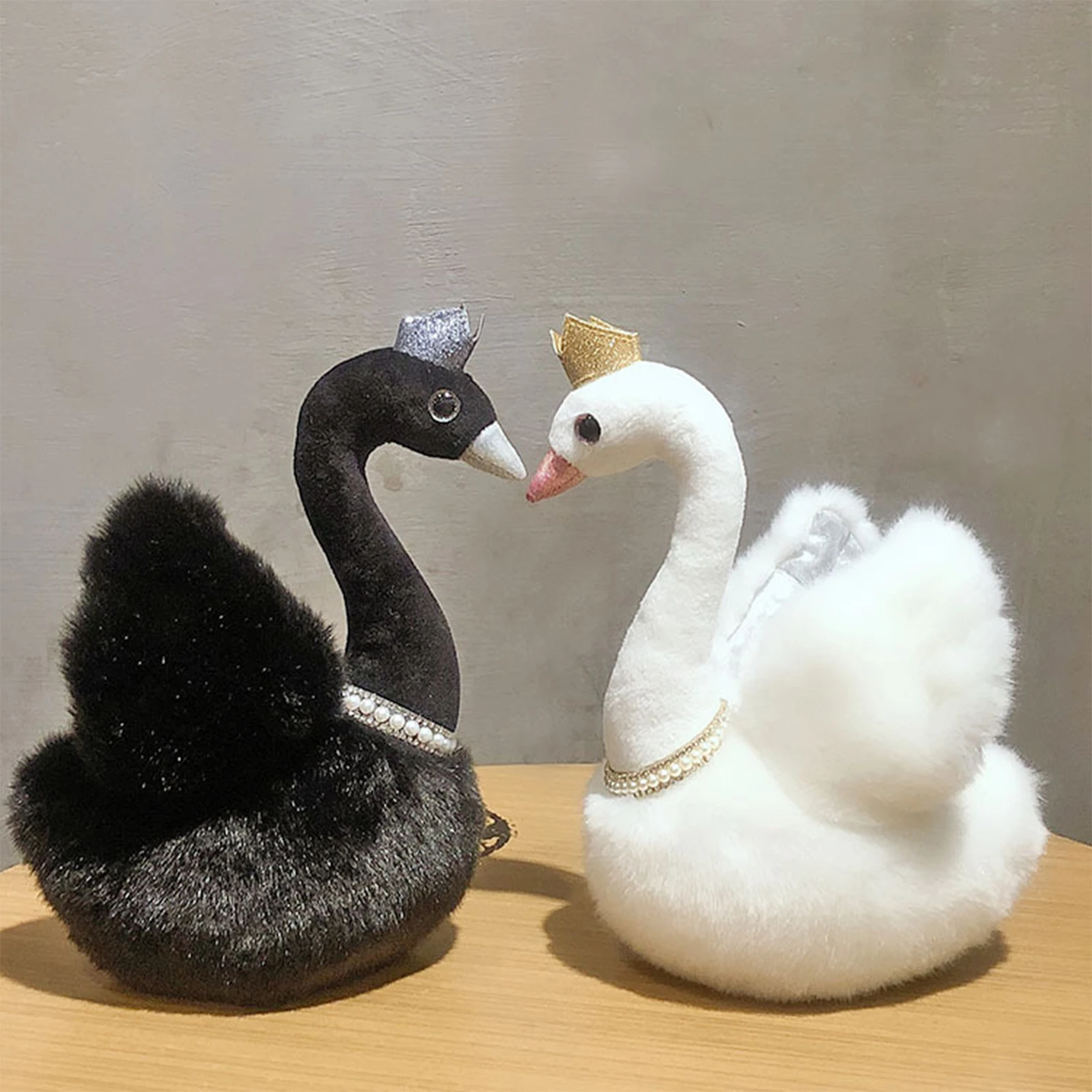 Plush Toys Cartoon Swan Shaped Doll Stuffed Desktop Ornament Nice Gift for Children Adults Black/White | Игрушки и хобби