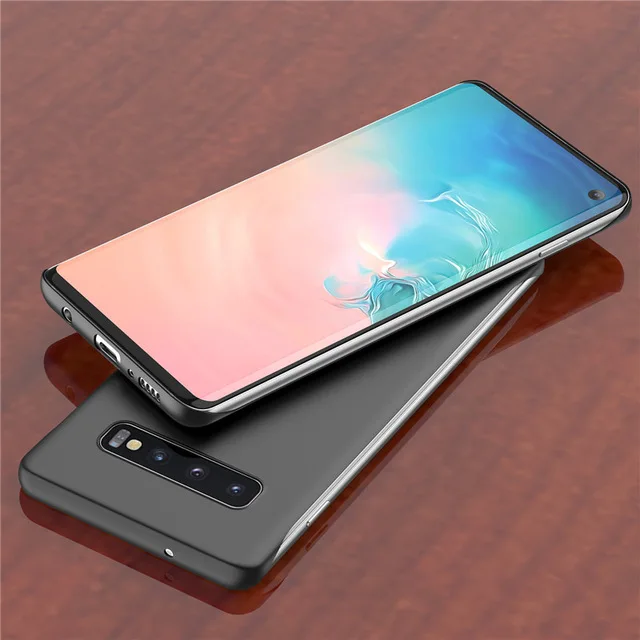 Безрамное чехол для samsung Galaxy S10 S10e Примечание 10+ плюс A10 A20 A30 A50 A40 A70 M20 A7 конфеты чехол s Жесткий матовый поликарбонатный чехол - Цвет: Черный