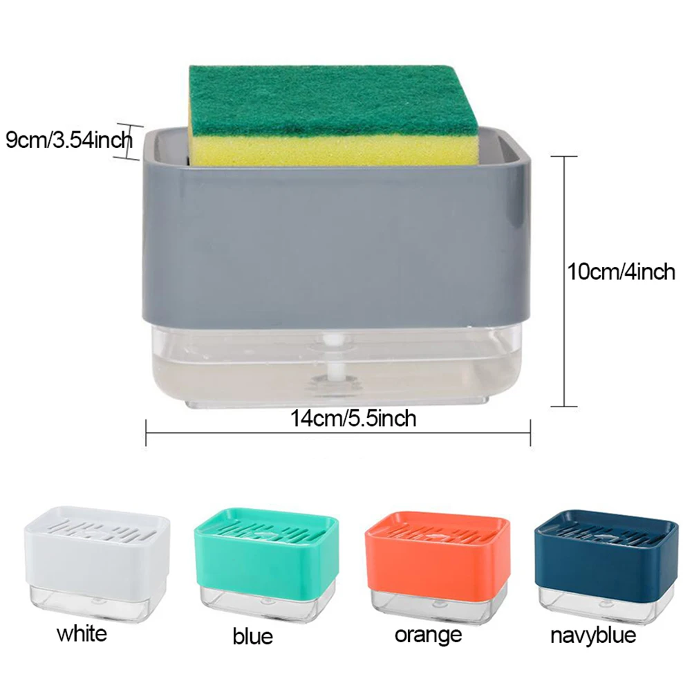 

2-in-1 Sponge Box With Soap Dispenser And Sponge Caddy Double Layer Kitchen Plastic Soap Dispenser Sponge Scrubber Holder Case