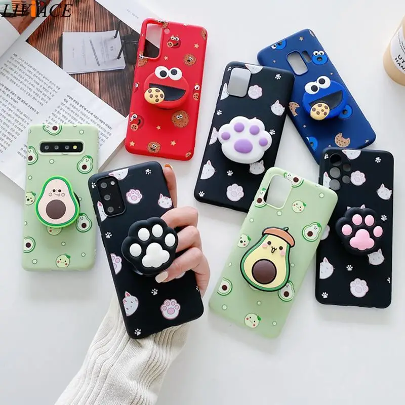 3D милый мультяшный Чехол-держатель для телефона Samsung Galaxy S22 S21 S20 FE Plus Ultra S10 S10e S9 S8