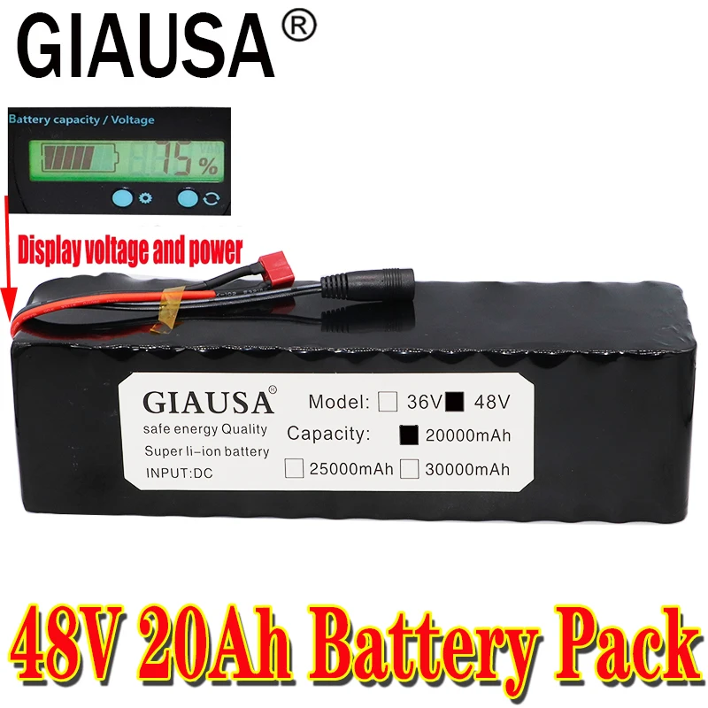 48v lithium ion battery 30Ah 1000w 13S4P Battery Pack For 54.6v E-bike Electric bicycle Scooter with BMS Capacity Indicator | Спорт и