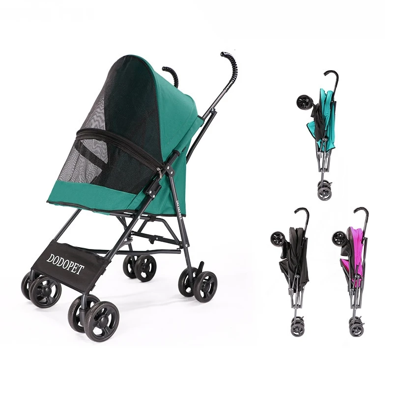 

Dog Stroller Pet Pushchair for Cat Puppy Outdoor Carrier Folding Shopping Trolley Walking Jogging 4 Wheels Cart Light Portable