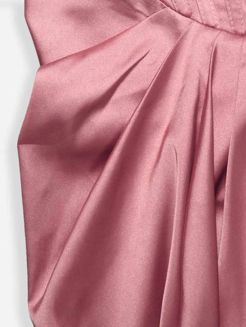 

Sexy Backless Party Dress Pink 2021 New One Shoulder Bodycon Dresses Women Summer Irregular Club Evenning Birthday Dress