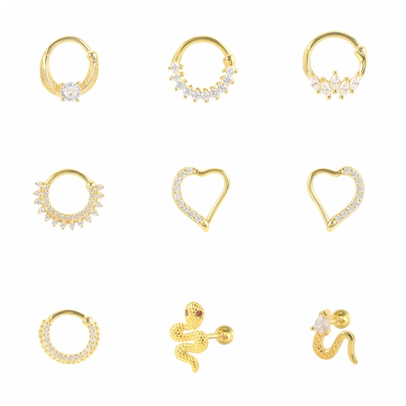 CANNER Round Peach Heart Nose Ring Earrings For Women 925 Sterling Silver Piercing Stud Earrings Plata Fine Jewelry 2021 Trend