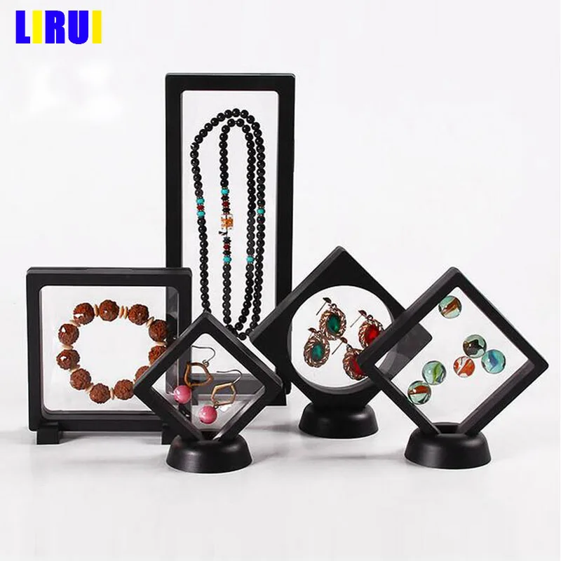 Top 10pcs/Lot Floating Picture Frame Jewelry Display Box Stand Ring Pendant Holder Protect Jewellery Stone Presentation Case