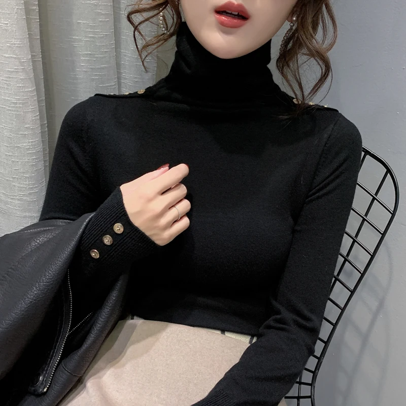 

JCHB 2021 Woman Sweaters Korean Women's Turtleneck Knitted Sweater Pullover Women Autumn Winter Clothes Ropa De Mujer Pph2318