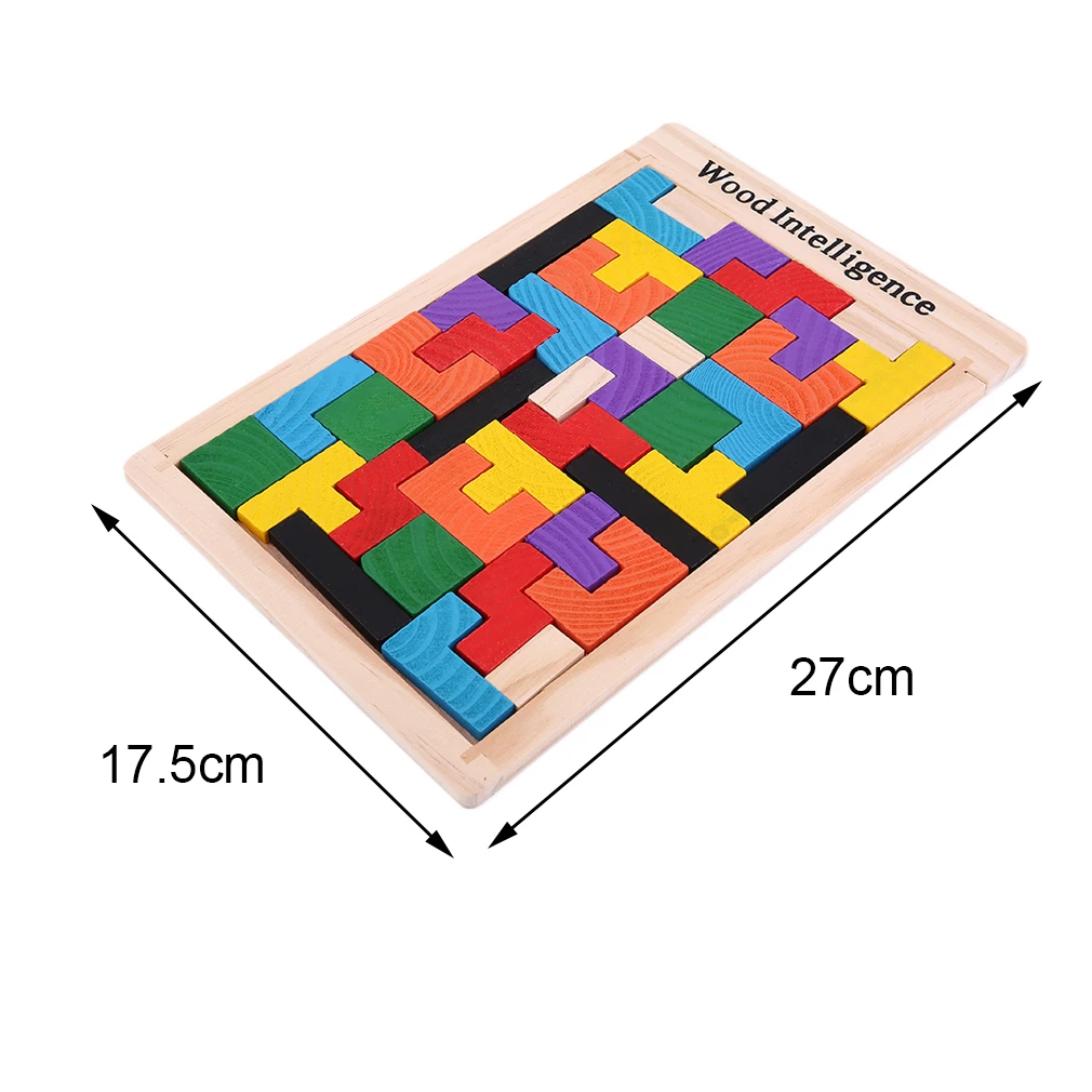 

New Sale 3pcs Colorful Wooden Tetris Puzzle Tangram Brain Teaser Puzzle Toys Educational Kid Toy Children Gift Brain Teaser