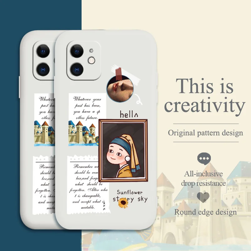 

Minimalistic Girl Portrait Phone Case For iPhone 12 Pro Max 11 X XS XR XSMAX SE2020 8 8Plus 7 7Plus 6 6S Plus Silicone Cover