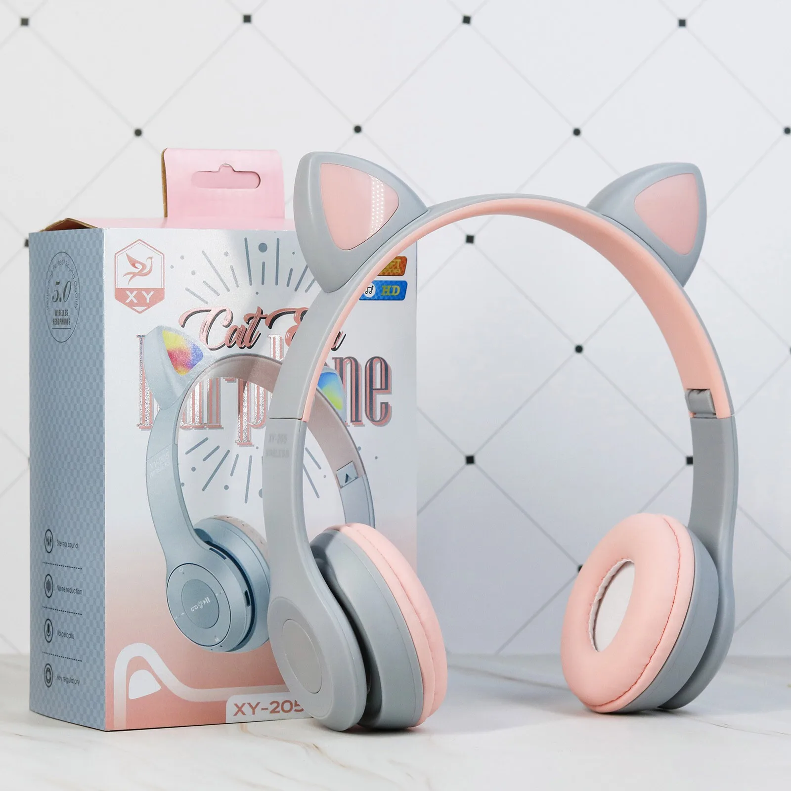 Cat Ear Noise Cancelling Wireless Headphones w/ Mic Bluetooth 5.0 Young People Kids Headset Support TF Card FM Radio 3.5mm Plug |
