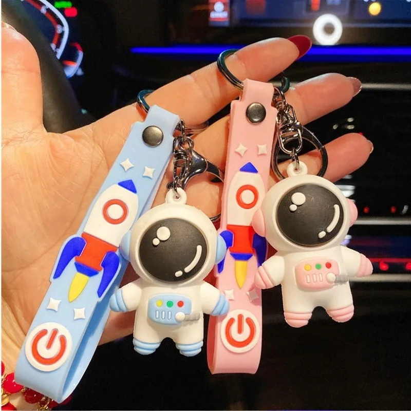 

Cartoon Astronaut Keychain Cute Spaceman Couple Keychain Soft Glue Pendant Key Ring Ornament Gift