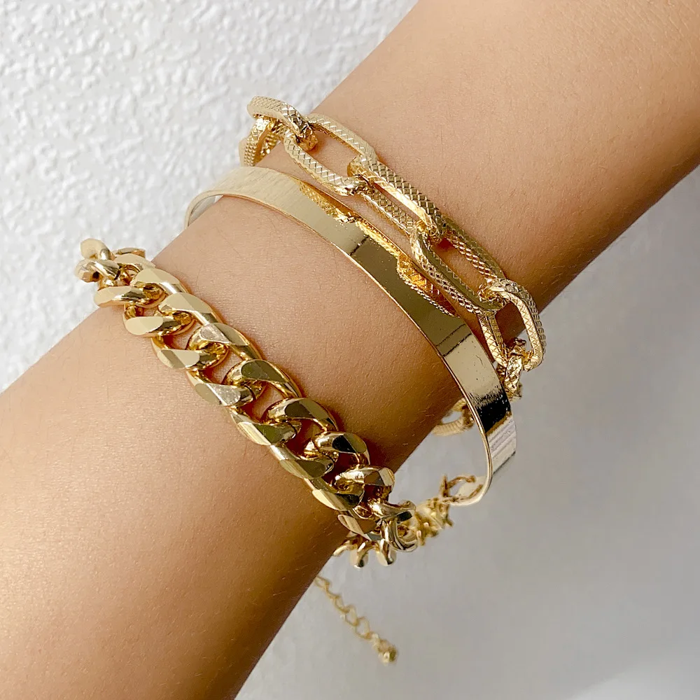 

3-piece Set of Bohemian браслеты на руку Punk Fashion Bracelet парные браслеты Retro Hollow Bracelet Set Jewelry