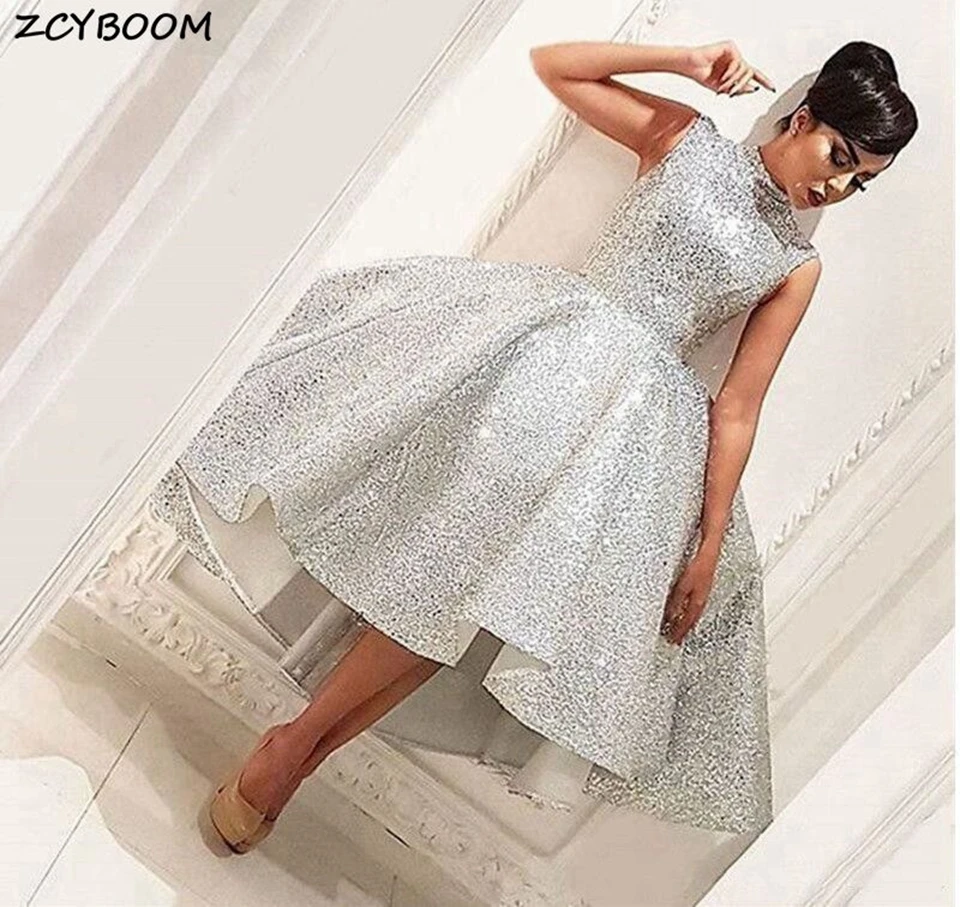 

2022 Silver Ball Gown Sequined Prom Dresses Women Formal Party Night Vestidos De Gala Sleeveless Shiny Elegant Evening Gowns