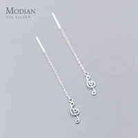 modian original 925 sterling silver musical note cutout classic long drop earrings for women korea style fine jewelry 2020 new