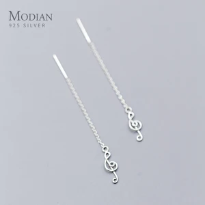 Женские серьги-подвески Modian, Классические Длинные украшения из стерлингового серебра 925 пробы с вырезами в виде музыкальной ноты, Изящные Ювелирные изделия в Корейском стиле, 2020