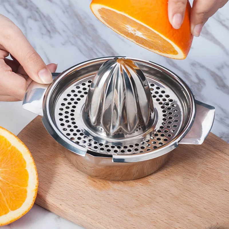 

Portable lemon orange manual fruit juicer stainless steel kitchen accessories tools citrus 100% raw hand pressed juice maker