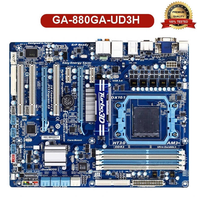 Используется для Gigabyte GA-880GA-UD3H системная плата 880GA-UD3H AMD880G AM3 + DDR3 16 Гб SATA3 десктопная