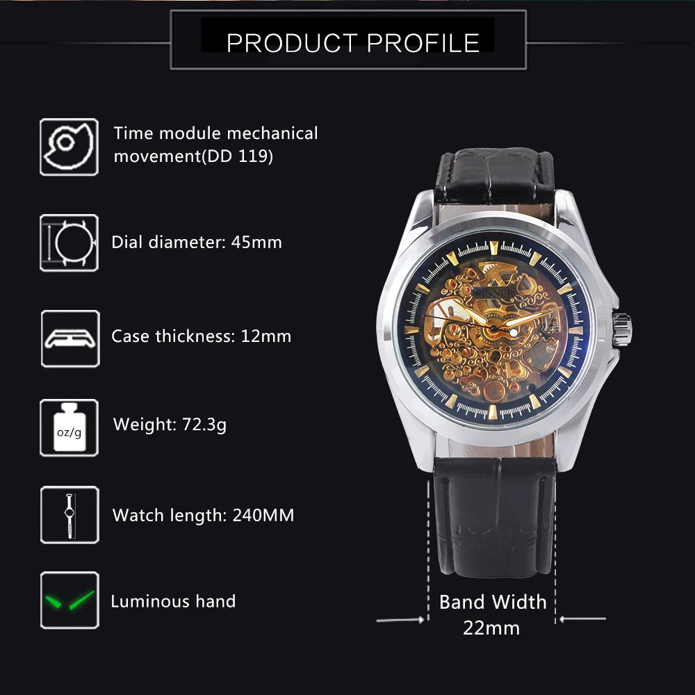 Роскошные Механические Мужские часы Limited Королевского дизайна из голубого